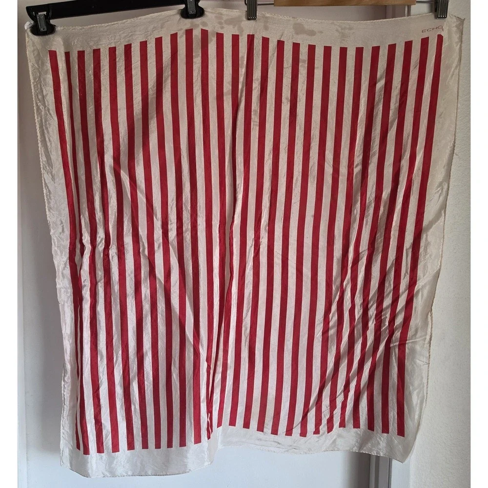 Echo Women's Striped Scarf Red White Classic Rectangle Wrap Shawl Stole